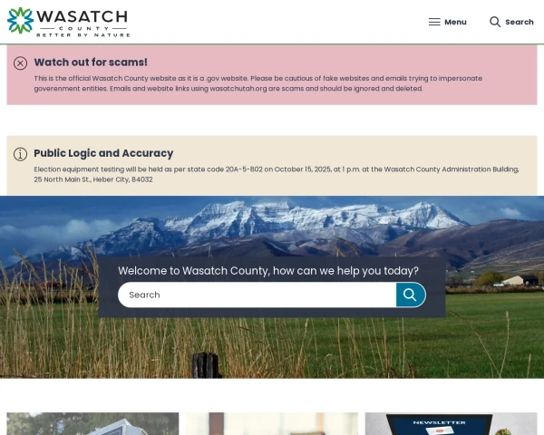 screenshot of Wasatch County, Utah website