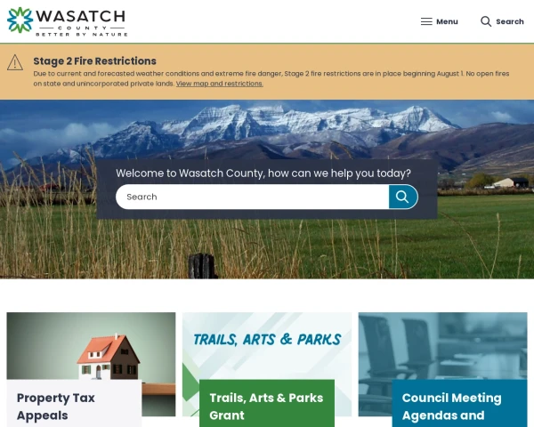 screenshot of Wasatch County, Utah website