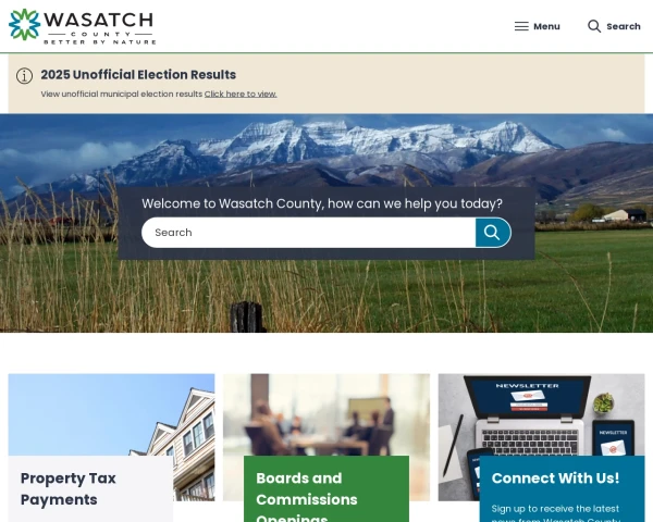 screenshot of Wasatch County, Utah website