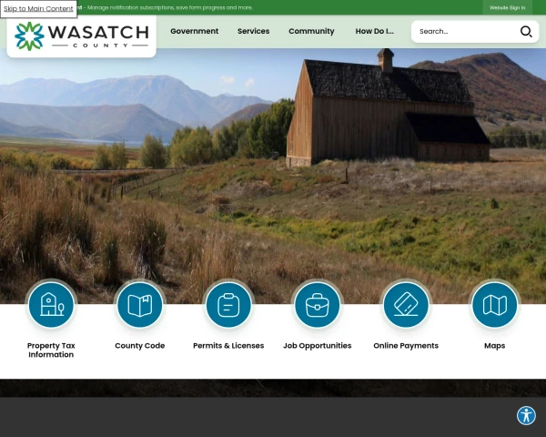 screenshot of Wasatch County, Utah website