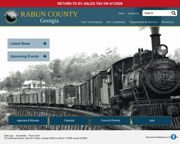 screenshot of Rabun County, Georgia website