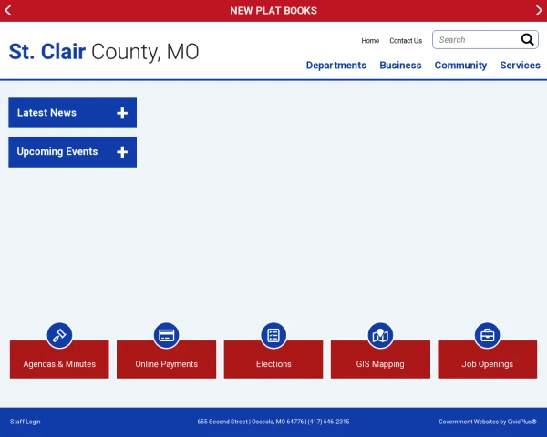 screenshot of St. Clair County, Missouri website