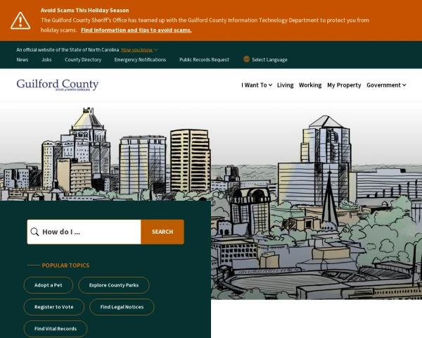 screenshot of Guilford County, North Carolina website