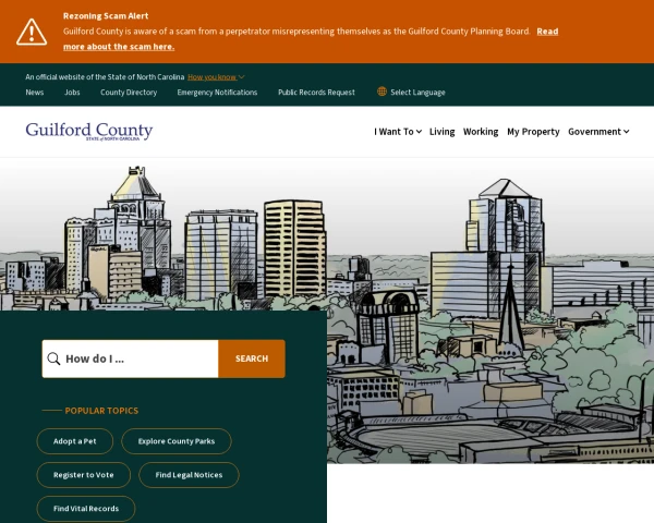 screenshot of Guilford County, North Carolina website