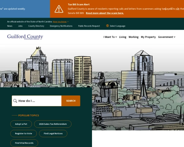 screenshot of Guilford County, North Carolina website
