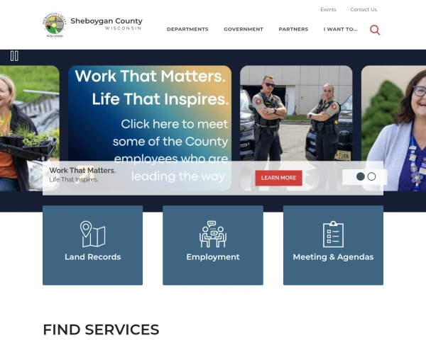 screenshot of Sheboygan County, Wisconsin website