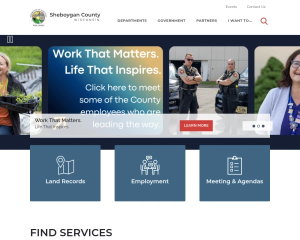 screenshot of Sheboygan County, Wisconsin website