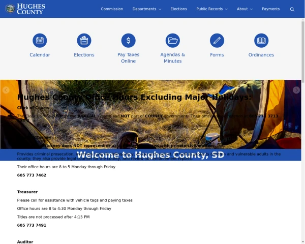 screenshot of Hughes County, Oklahoma website