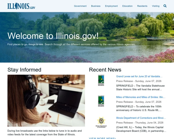 screenshot of State of Illinois website