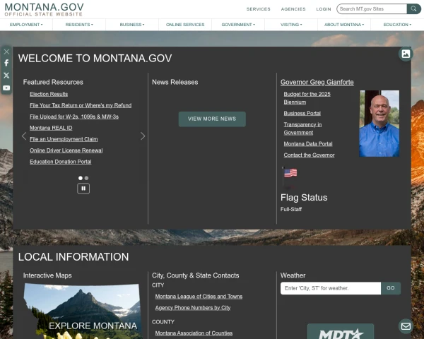 screenshot of State of Montana website