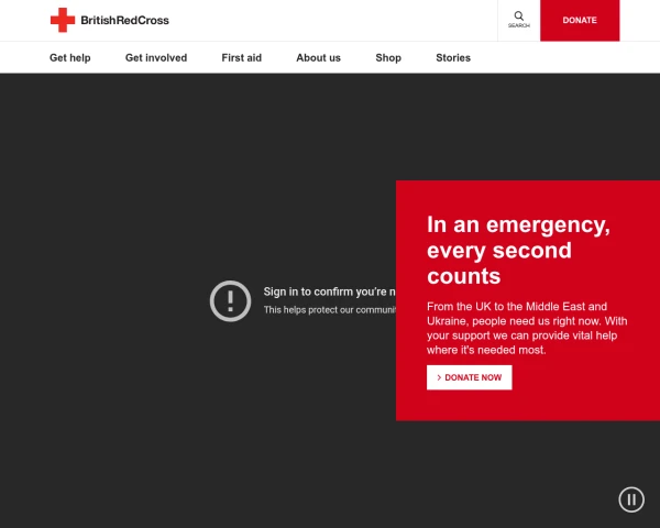 screenshot of British Red Cross website