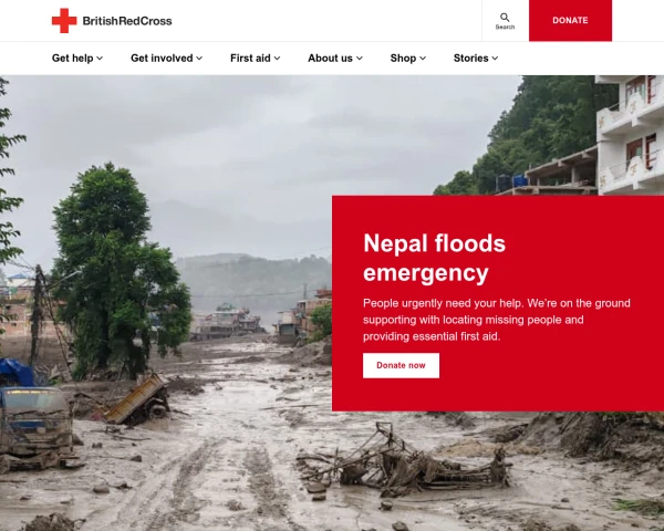 screenshot of British Red Cross website