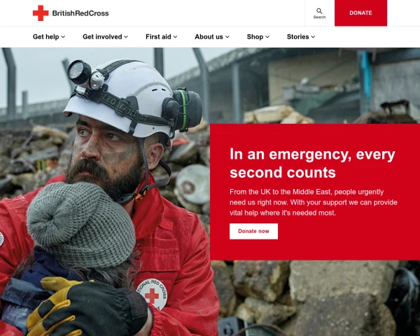 screenshot of British Red Cross website