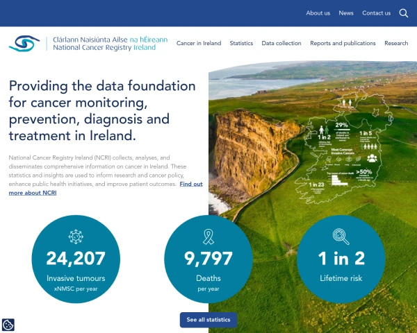 screenshot of National Cancer Registry Board website