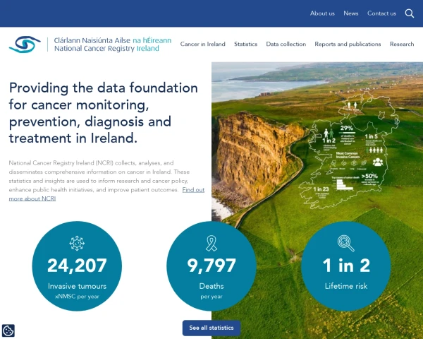 screenshot of National Cancer Registry Board website