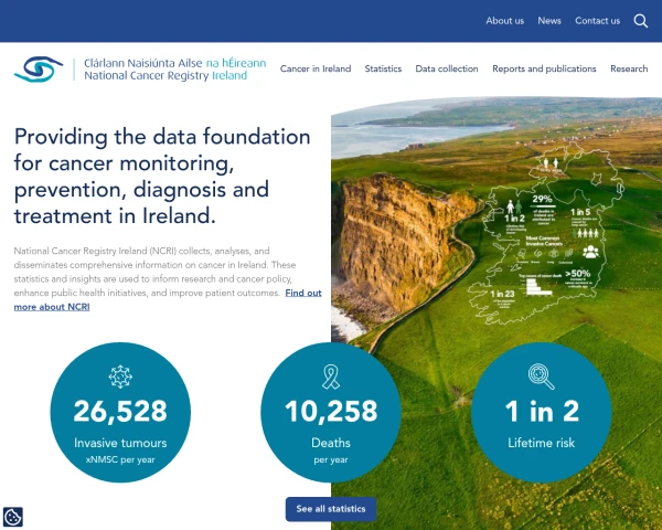 screenshot of National Cancer Registry Board website