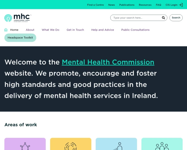screenshot of Mental, health Commission website