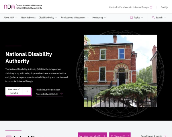 screenshot of National Disability Authority website