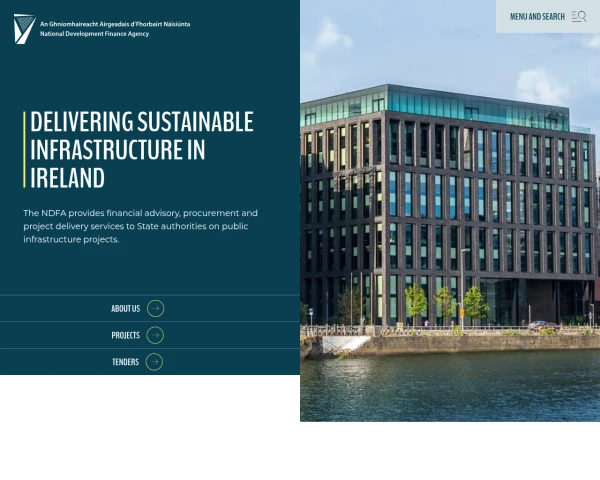 screenshot of National Development Finance Agency (NDFA) website