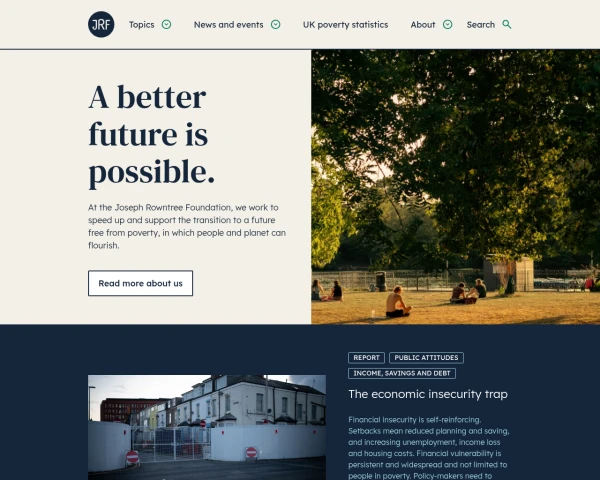 screenshot of Joseph Rowntree Foundation website