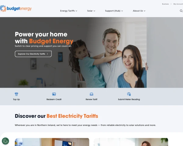 screenshot of Budget Energy website