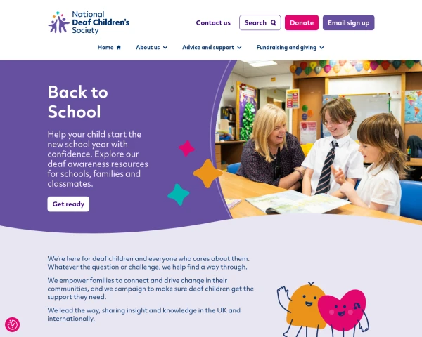 screenshot of National Deaf Children's Society website
