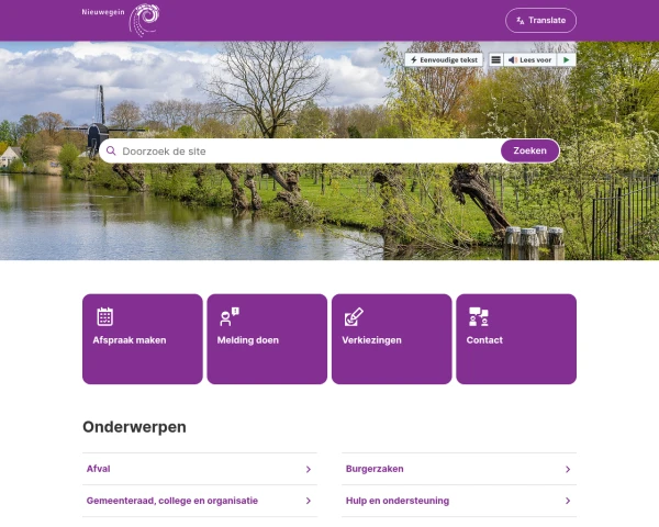 screenshot of Nieuwegein website