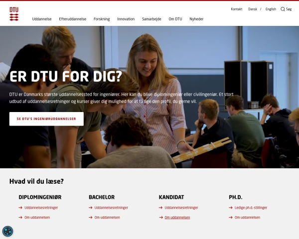 screenshot of Technical University of Denmark website