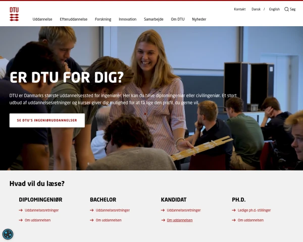 screenshot of Technical University of Denmark website