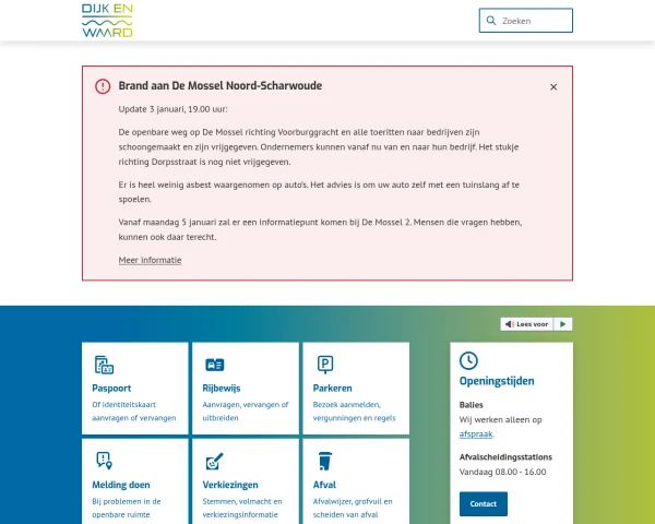 screenshot of Dijk en Waard (incl. Heerhugowaard, Langedijk) website