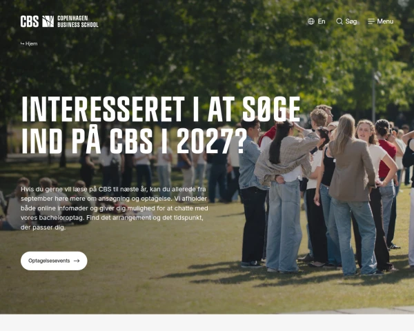 screenshot of Copenhagen Business School website