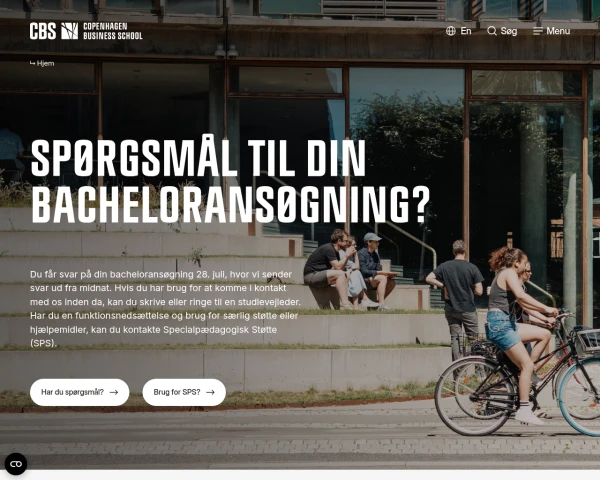screenshot of Copenhagen Business School website