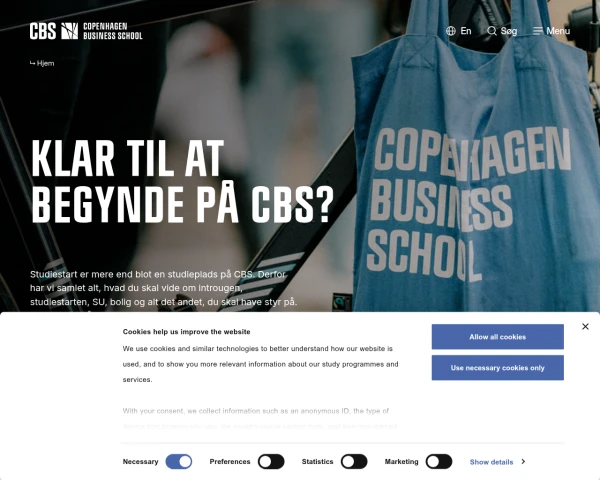 screenshot of Copenhagen Business School website