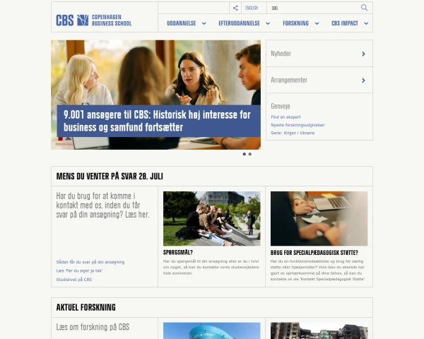 screenshot of Copenhagen Business School website