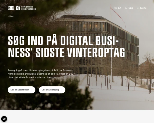 screenshot of Copenhagen Business School website