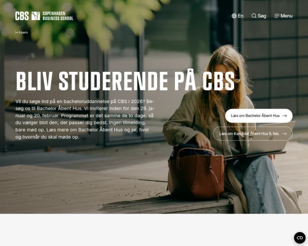 screenshot of Copenhagen Business School website
