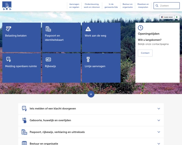 screenshot of Ede website