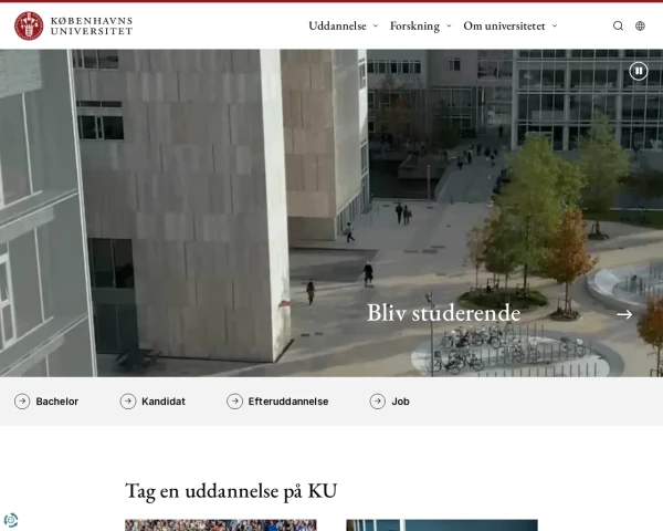 screenshot of University of Copenhagen website