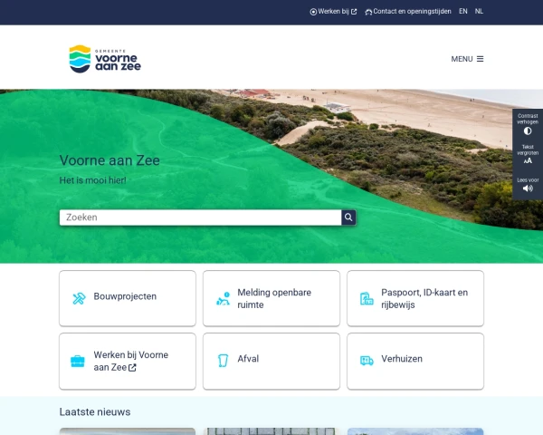 screenshot of Voorne aan Zee (incl. Hellevoetsluis, Brielle, Westvoorne) website