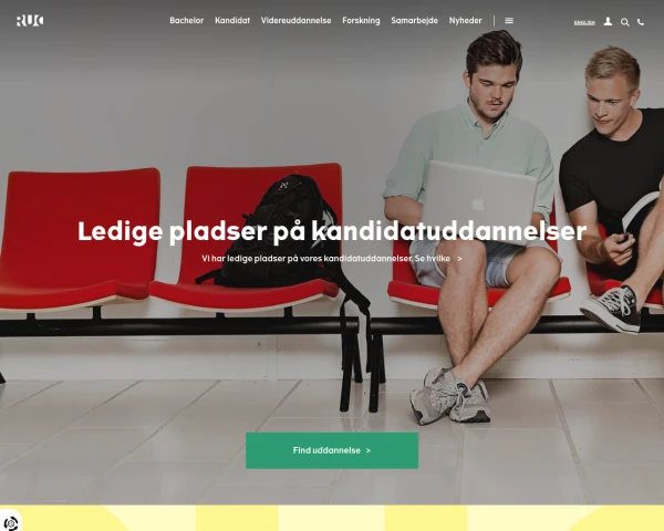screenshot of Roskilde University website
