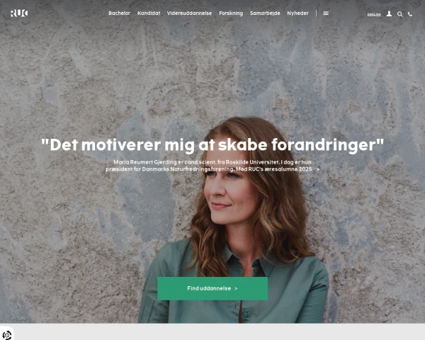 screenshot of Roskilde University website
