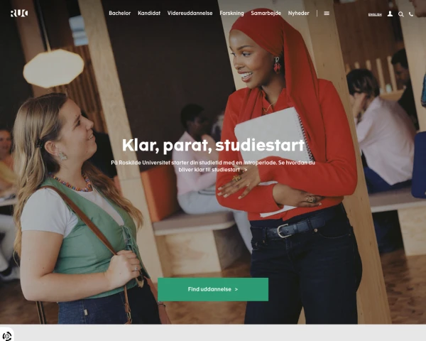 screenshot of Roskilde University website