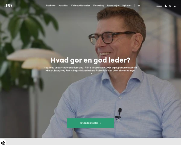 screenshot of Roskilde University website