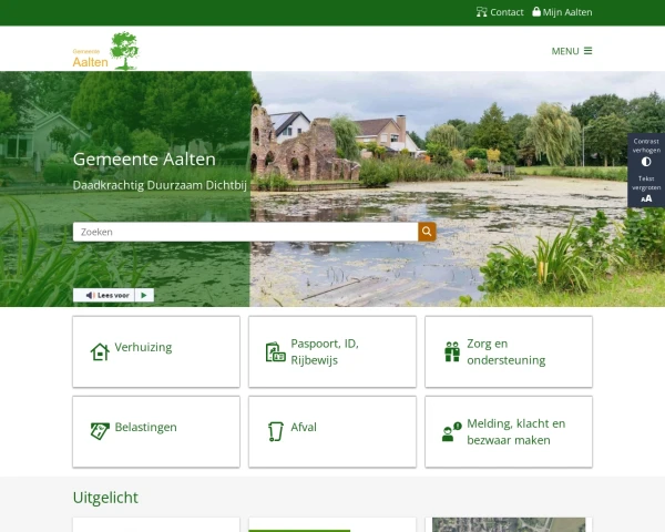 screenshot of Aalten website