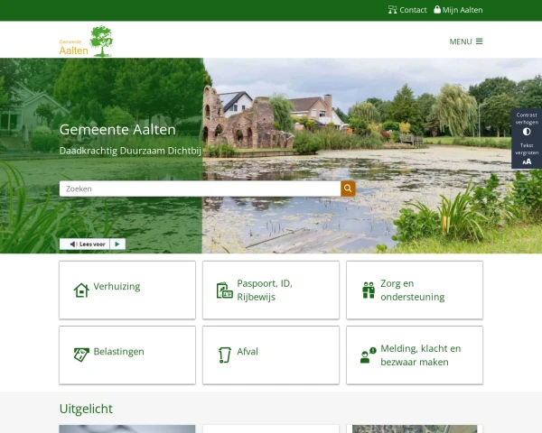 screenshot of Aalten website