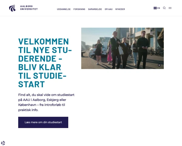 screenshot of Aalborg University website