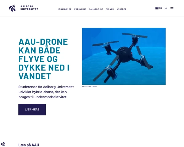 screenshot of Aalborg University website