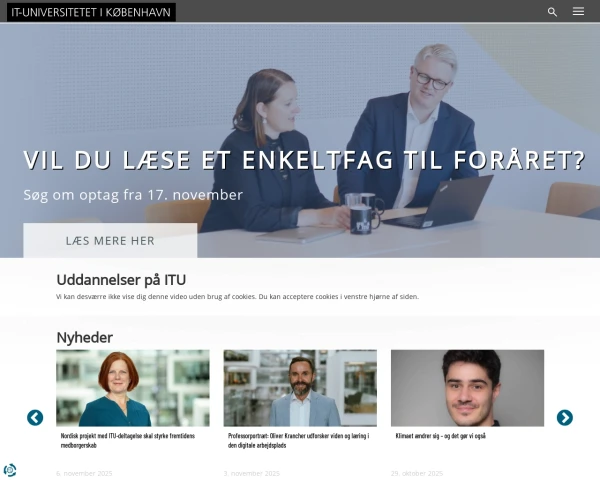 screenshot of IT University of Copenhagen website