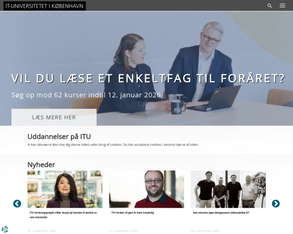 screenshot of IT University of Copenhagen website