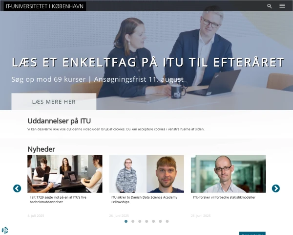 screenshot of IT University of Copenhagen website